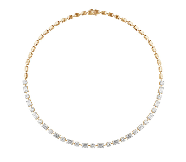 Prismatic Blocks Tennis Necklace