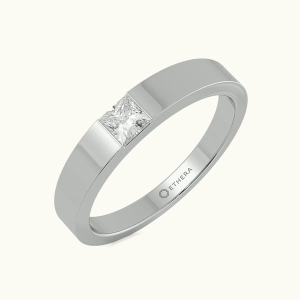 Pocket Squared Solitaire Men's Ring