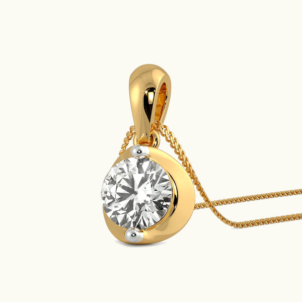 Crescent Solitaire Pendant