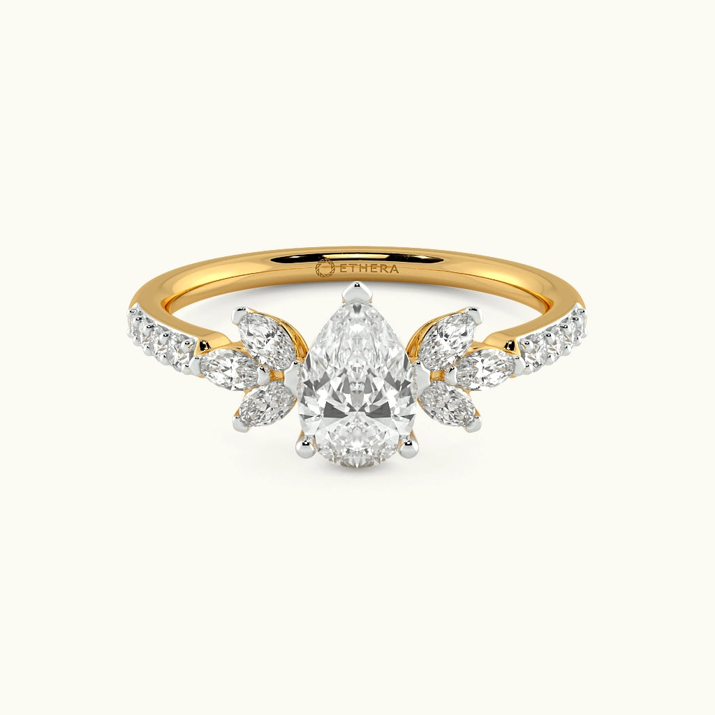 Golden Fern Solitaire Ring Image 4