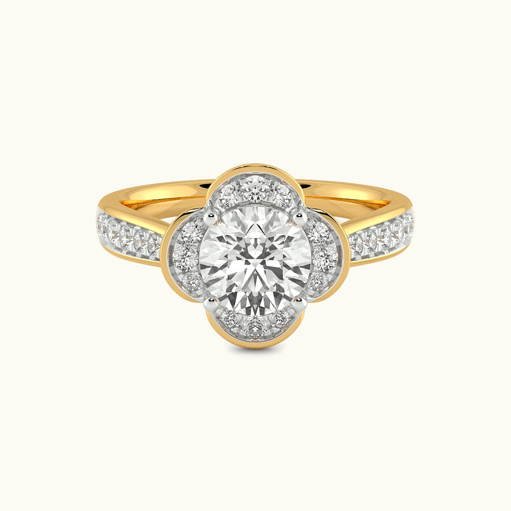 Floral Halo Delight Solitaire Ring Image 4