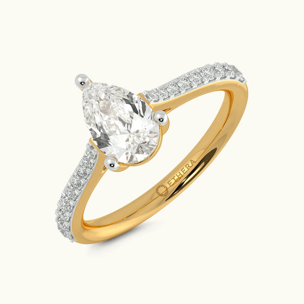Pear Sparkle Solitaire Ring