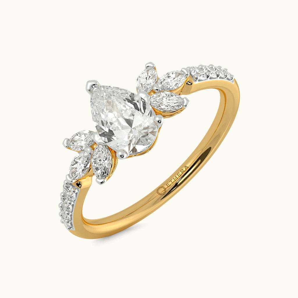 Golden Fern Solitaire Ring Image 1