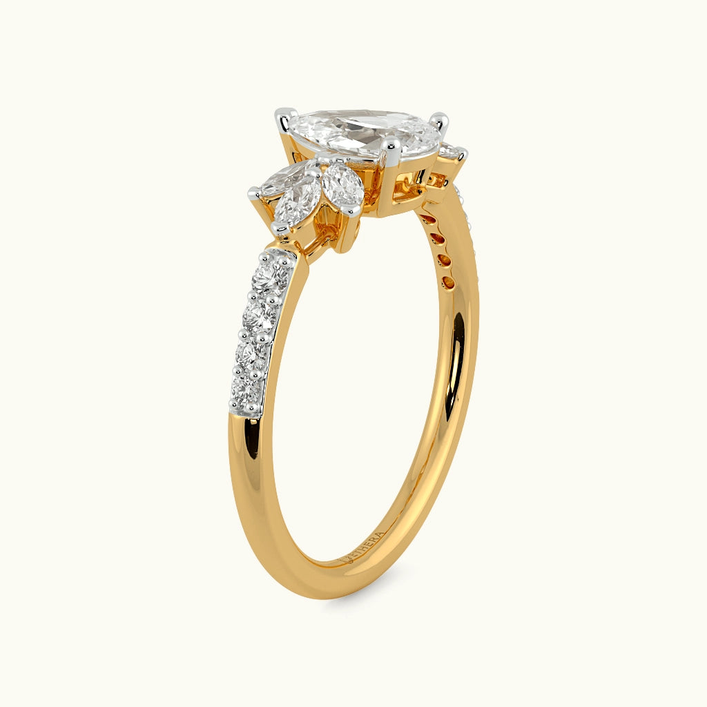 Golden Fern Solitaire Ring Image 5