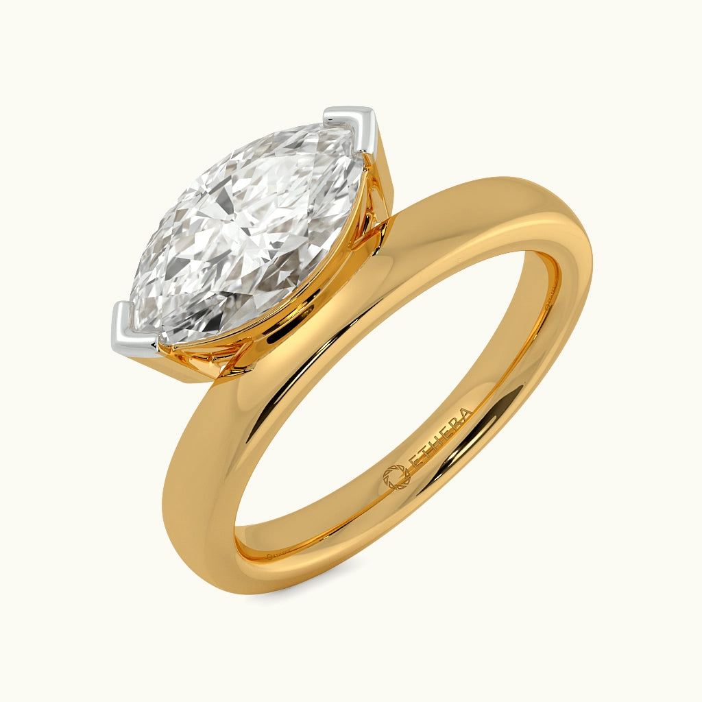 Marquise On Edge Solitaire Ring Image 1