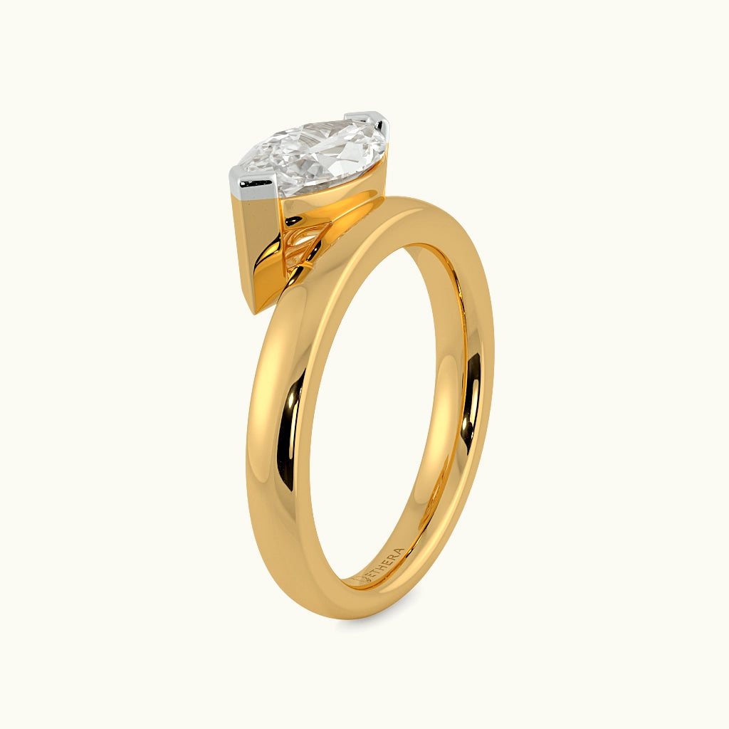 Marquise On Edge Solitaire Ring Image 5