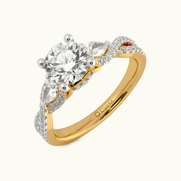 Intertwined Radiance 3 Stone Ring
