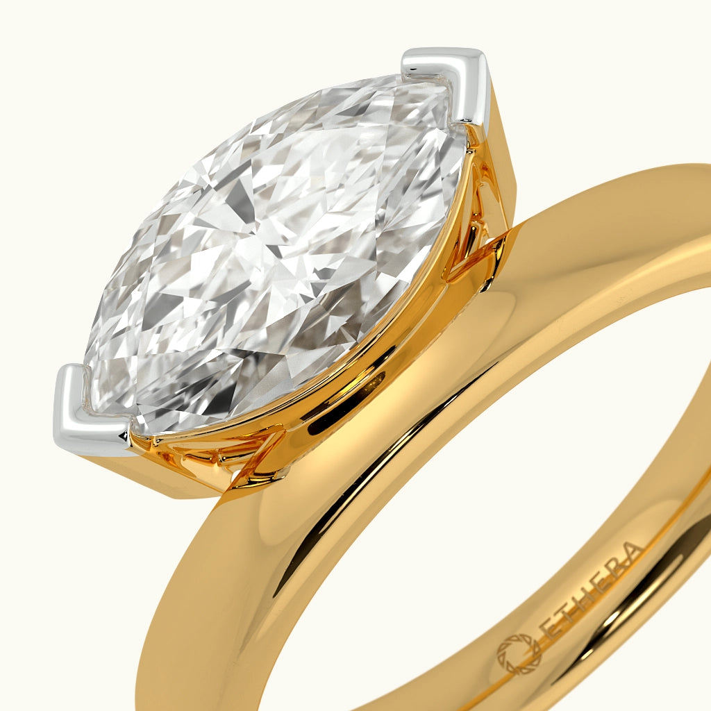 Marquise On Edge Solitaire Ring Image 3