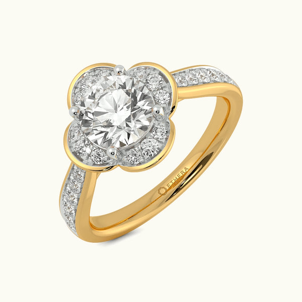 Floral Halo Delight Solitaire Ring Image 1