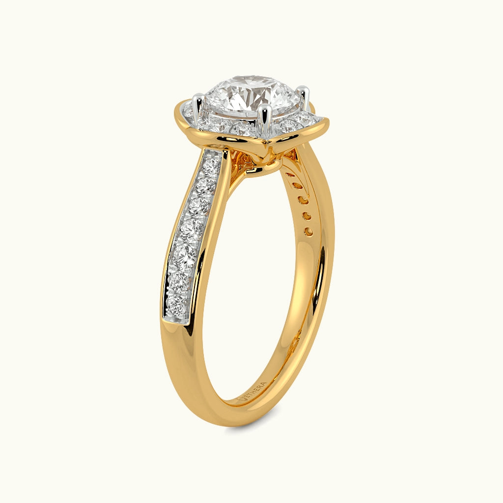 Floral Halo Delight Solitaire Ring Image 5