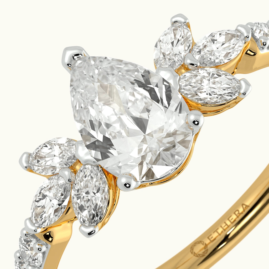 Golden Fern Solitaire Ring Image 3