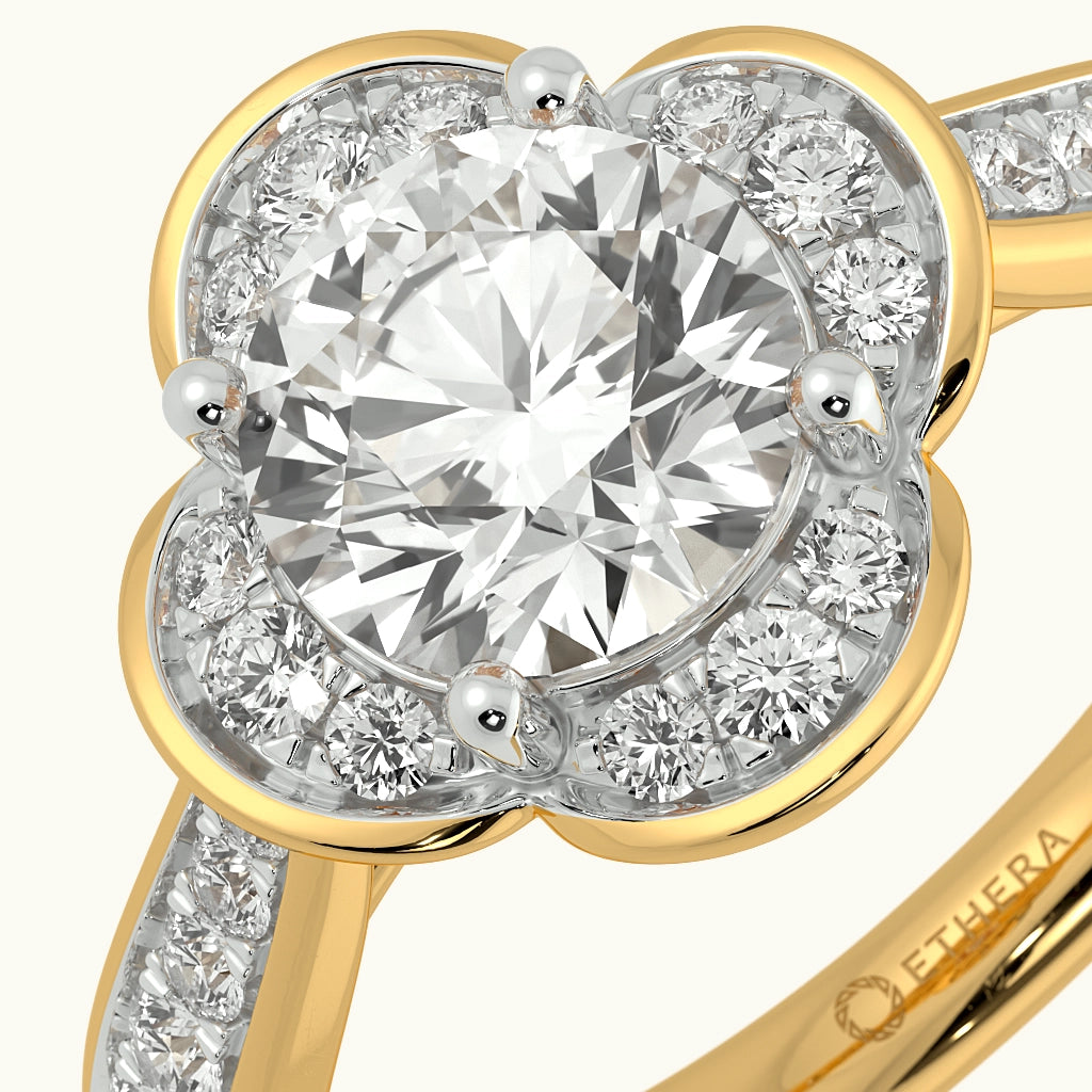 Floral Halo Delight Solitaire Ring Image 3