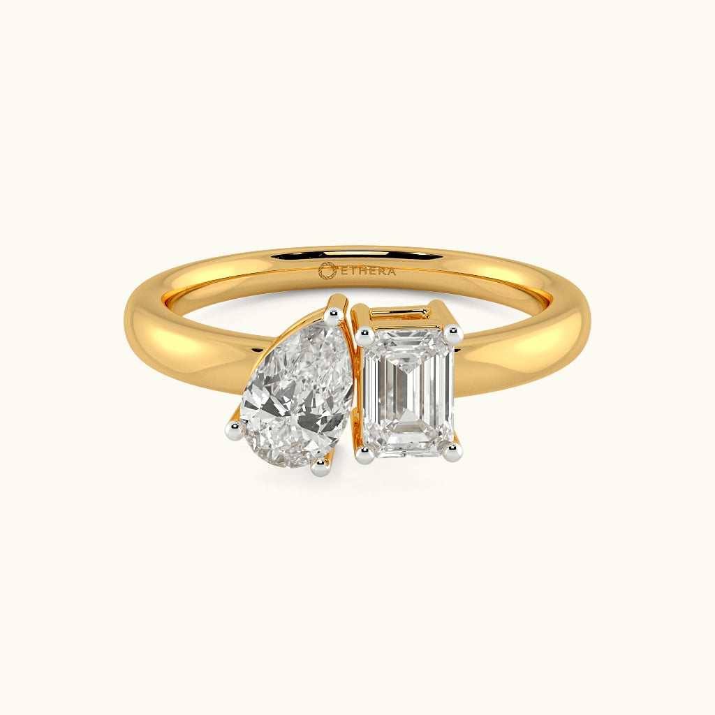 Pearluxe Emerald Toi Et Moi Ring Image 4