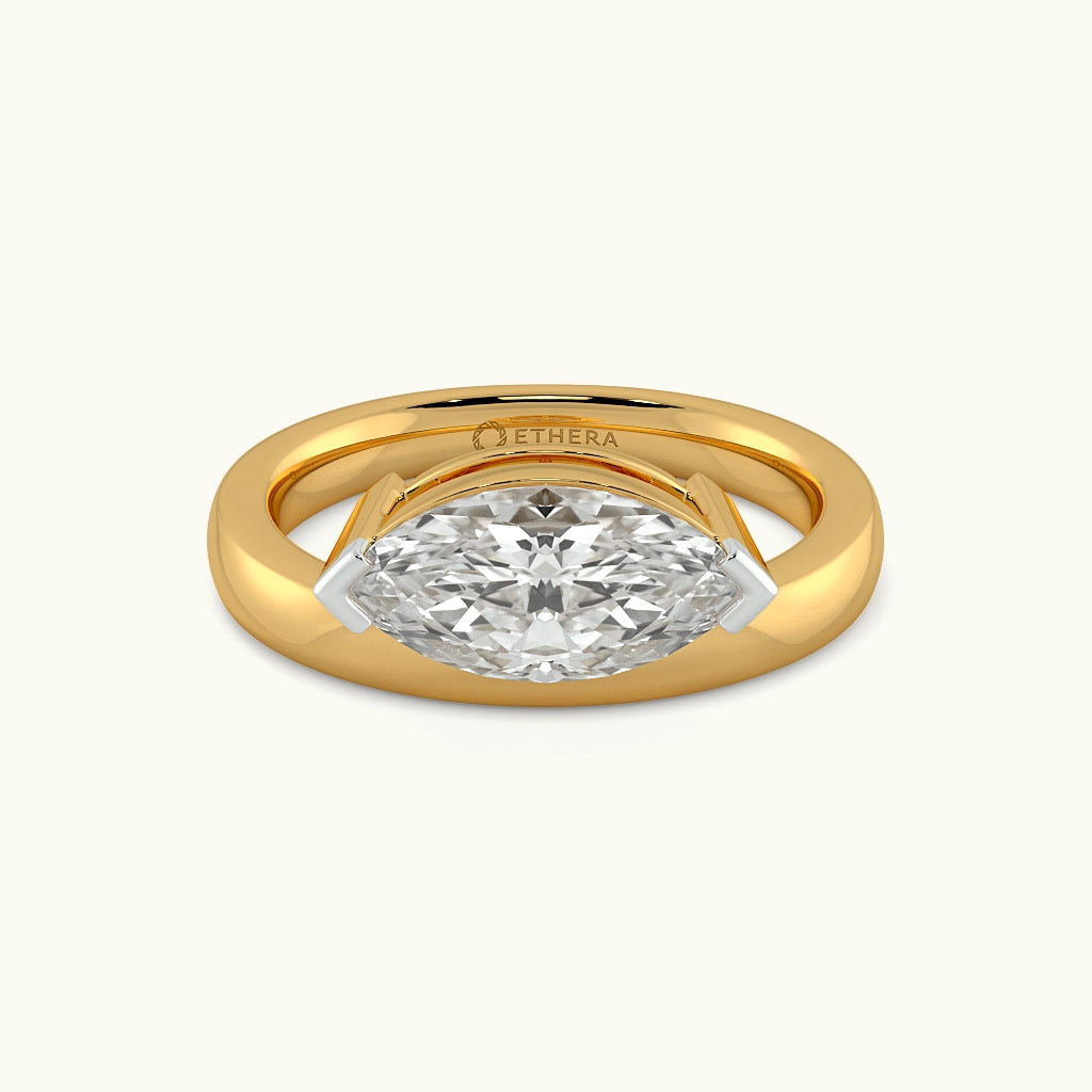 Marquise On Edge Solitaire Ring Image 4